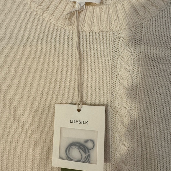 Bicolor stripe knit lilysilk wool sweater NWT - Picture 8 of 10